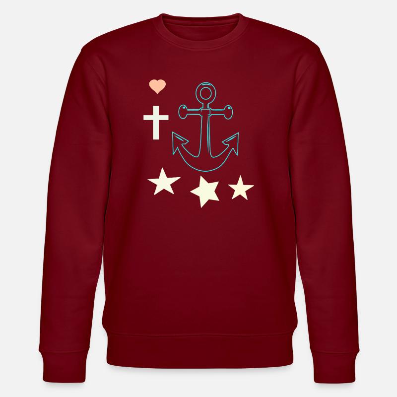Leuchtender Anker mit Sternen - Stanley/Stella Unisex Bio-Sweatshirt CHANGER  - Burgunderrot