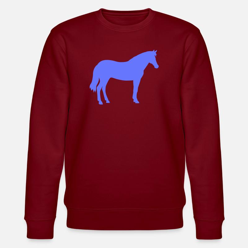 Blaues Pferdesilhouette-Design - Stanley/Stella Unisex Bio-Sweatshirt CHANGER  - Burgunderrot