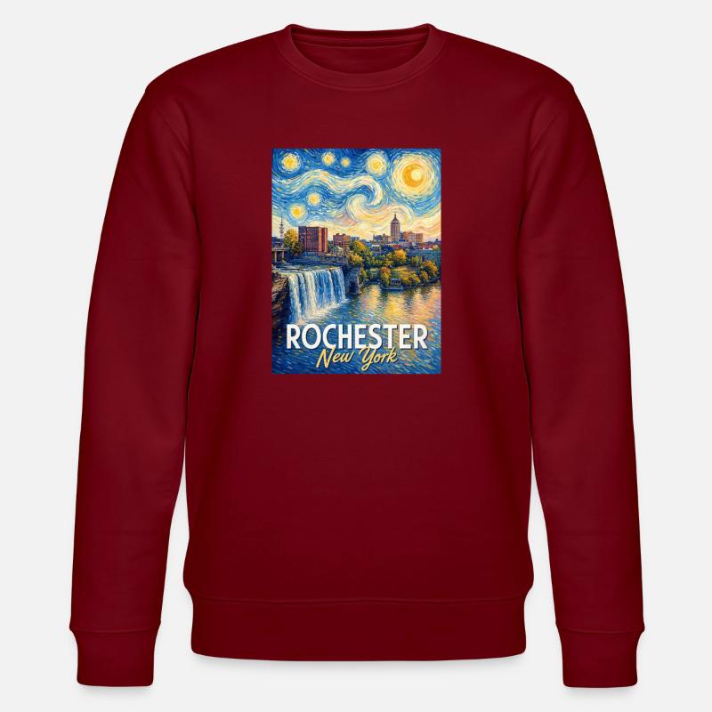 Rochester New York Skyline Kunst - Stanley/Stella Unisex Bio-Sweatshirt CHANGER  - Burgunderrot