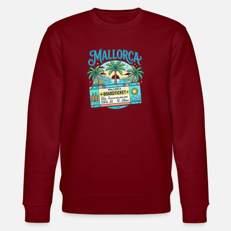 Mallorca Boarding Pass – Sommer Urlaub - Stanley/Stella Unisex Bio-Sweatshirt CHANGER  - Burgunderrot