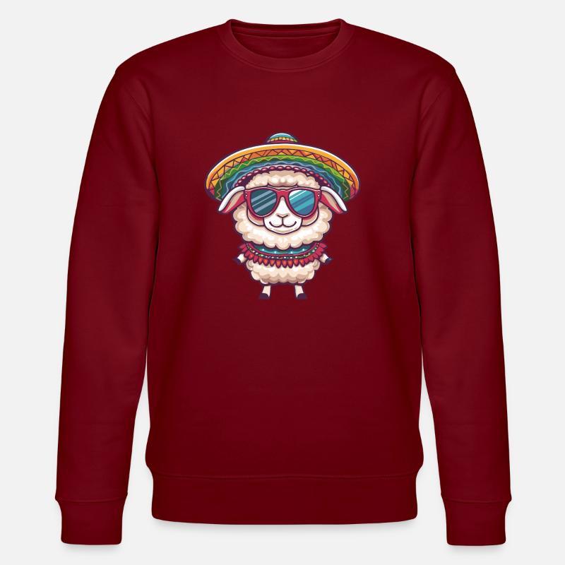 Schaf Comic Lustig Sombrero - Stanley/Stella Unisex Bio-Sweatshirt CHANGER  - Burgunderrot
