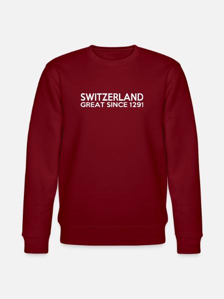 Switzerland - Great Since 1291 - Schweiz - Schwiiz - Stanley/Stella CHANGER Unisex Organic Sweatshirt - burgundy