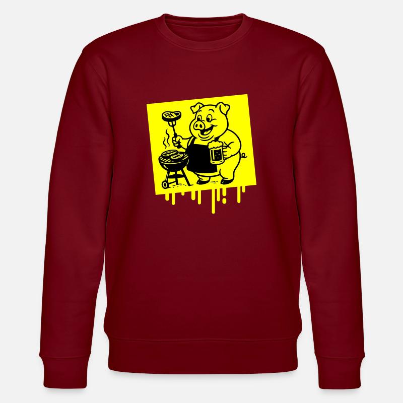 Schwein Grillen Bier - Stanley/Stella Unisex Bio-Sweatshirt CHANGER  - Burgunderrot