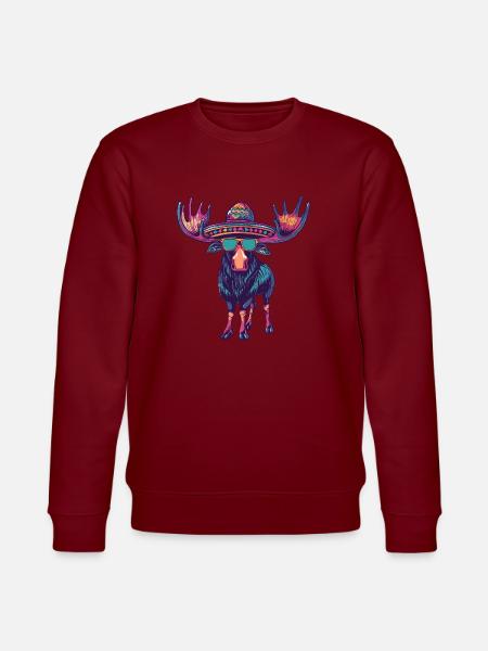 Elch Comic Lustig Sombrero - Stanley/Stella Unisex Bio-Sweatshirt CHANGER  - Burgunderrot