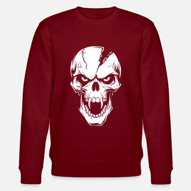 Angry Screaming Skull - Stanley/Stella CHANGER Unisex Organic Sweatshirt - burgundy