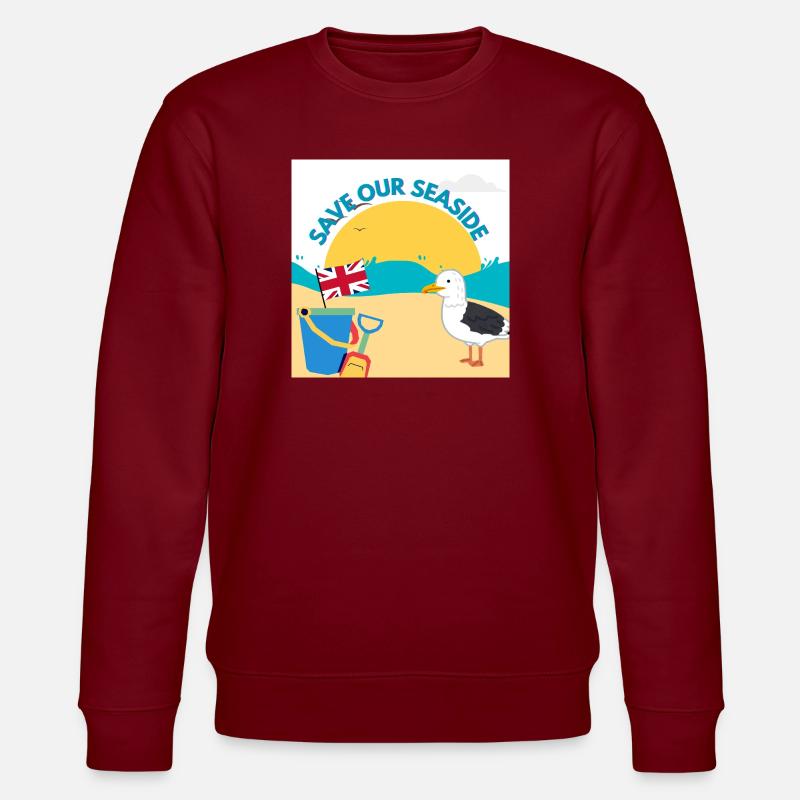 Rettet unsere Küstenillustration - Stanley/Stella Unisex Bio-Sweatshirt CHANGER - Burgunderrot