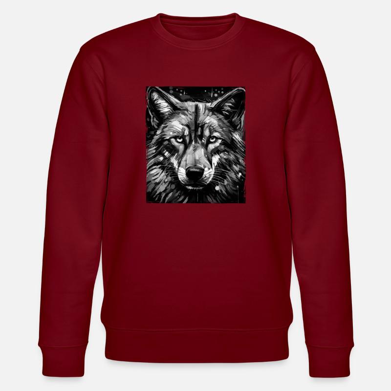 Wolf Porträt - Stanley/Stella Unisex Bio-Sweatshirt CHANGER  - Burgunderrot