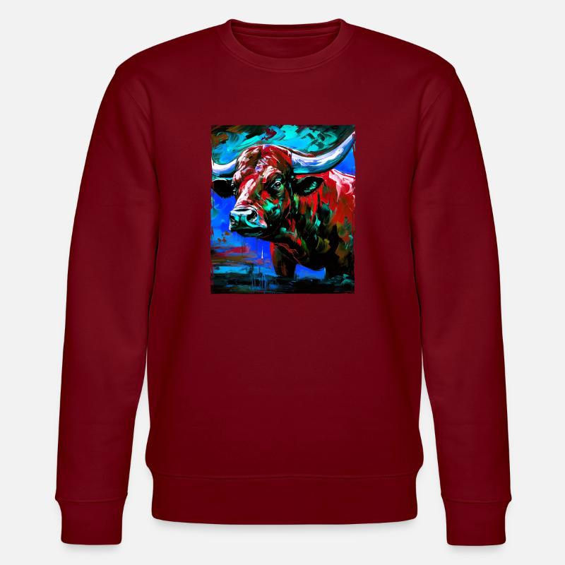 Bulle Porträt Taurus - Stanley/Stella Unisex Bio-Sweatshirt CHANGER  - Burgunderrot
