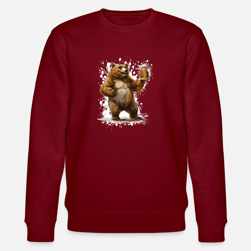 Bär Bier Lustig - Stanley/Stella Unisex Bio-Sweatshirt CHANGER  - Burgunderrot
