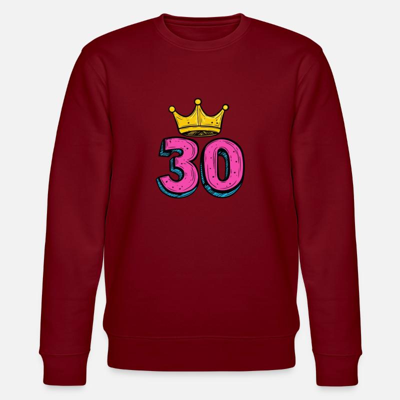 30 Zahl Krone - Stanley/Stella Unisex Bio-Sweatshirt CHANGER  - Burgunderrot