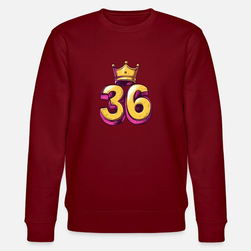 36 Zahl Krone - Stanley/Stella Unisex Bio-Sweatshirt CHANGER  - Burgunderrot