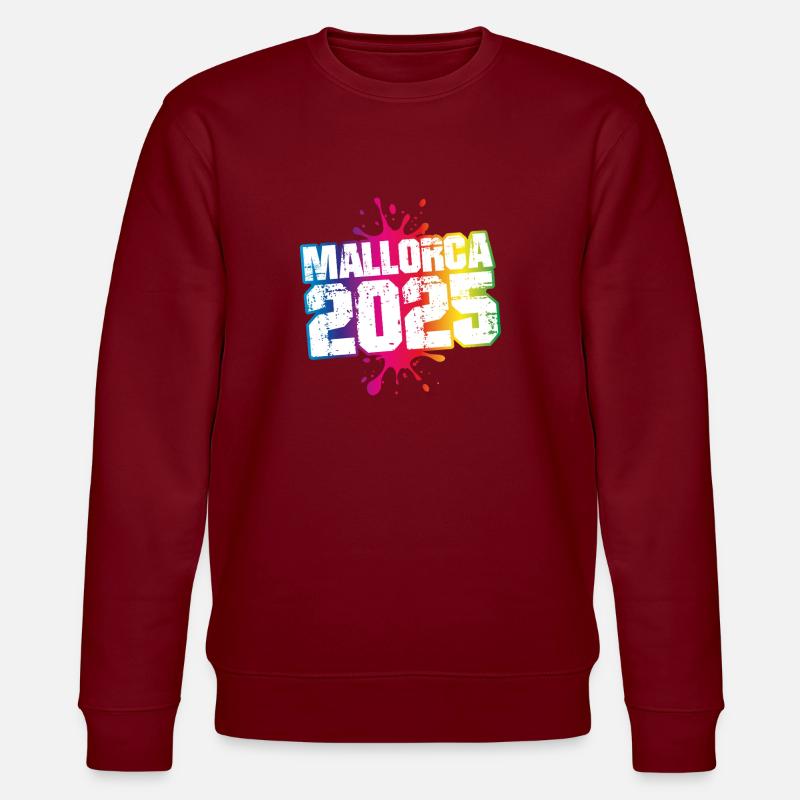 Mallorca 2025 Bunt Klecks - Stanley/Stella Unisex Bio-Sweatshirt CHANGER  - Burgunderrot