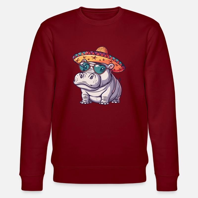 Nilpferd Lustig Sombrero - Stanley/Stella Unisex Bio-Sweatshirt CHANGER  - Burgunderrot