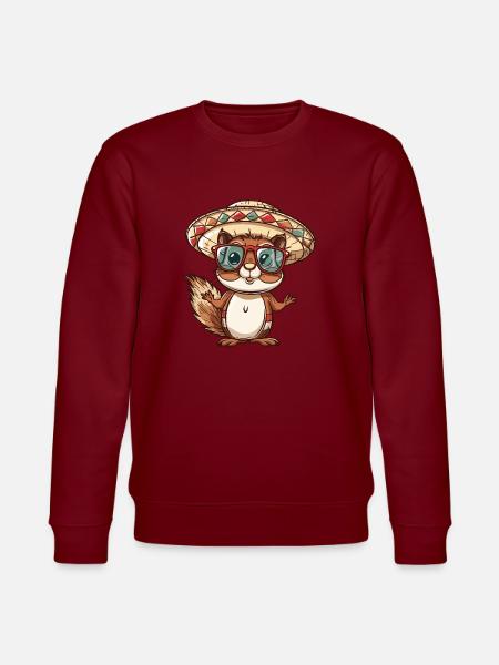 Squirrel Comic Funny Sombrero - Stanley/Stella CHANGER Unisex Organic Sweatshirt - burgundy