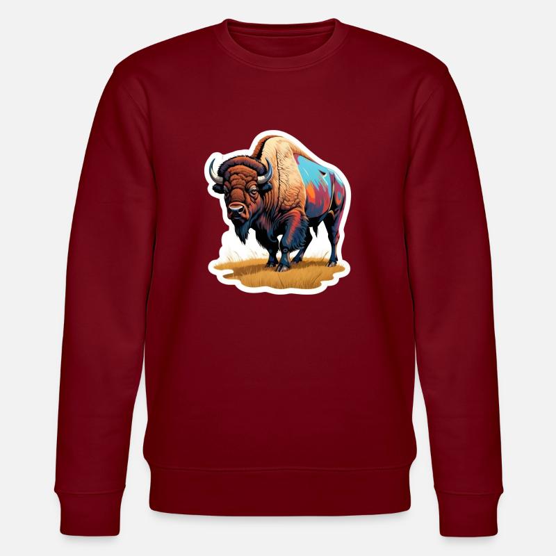 großer Bison - Stanley/Stella Unisex Bio-Sweatshirt CHANGER  - Burgunderrot