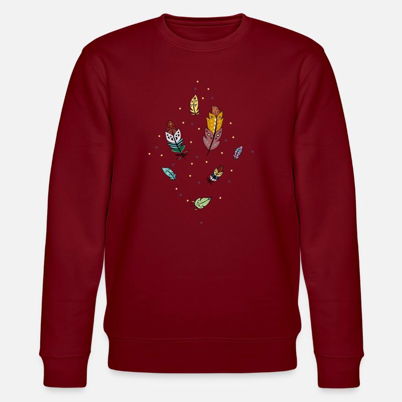 Bunte Federn - Stanley/Stella Unisex Bio-Sweatshirt CHANGER  - Burgunderrot