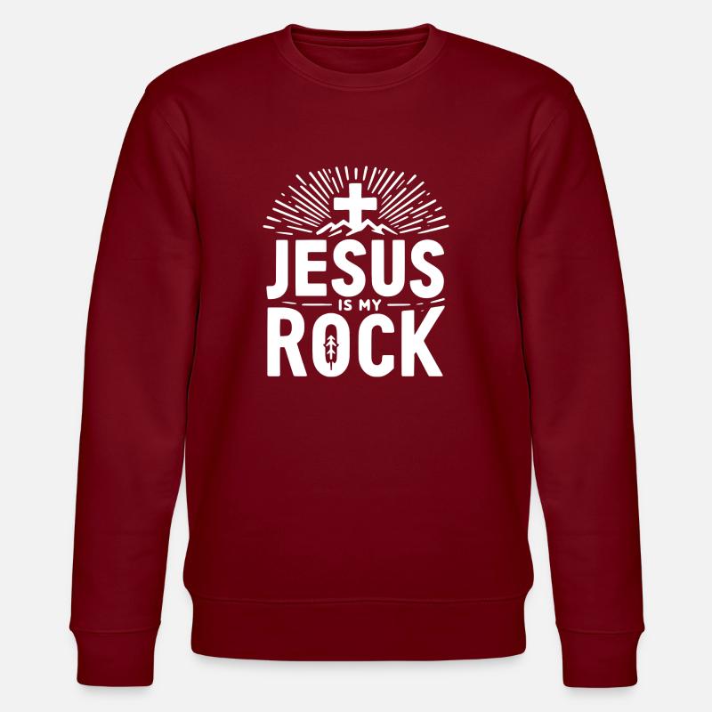 Jesus is My Rock - Stanley/Stella CHANGER Unisex Organic Sweatshirt - burgundy