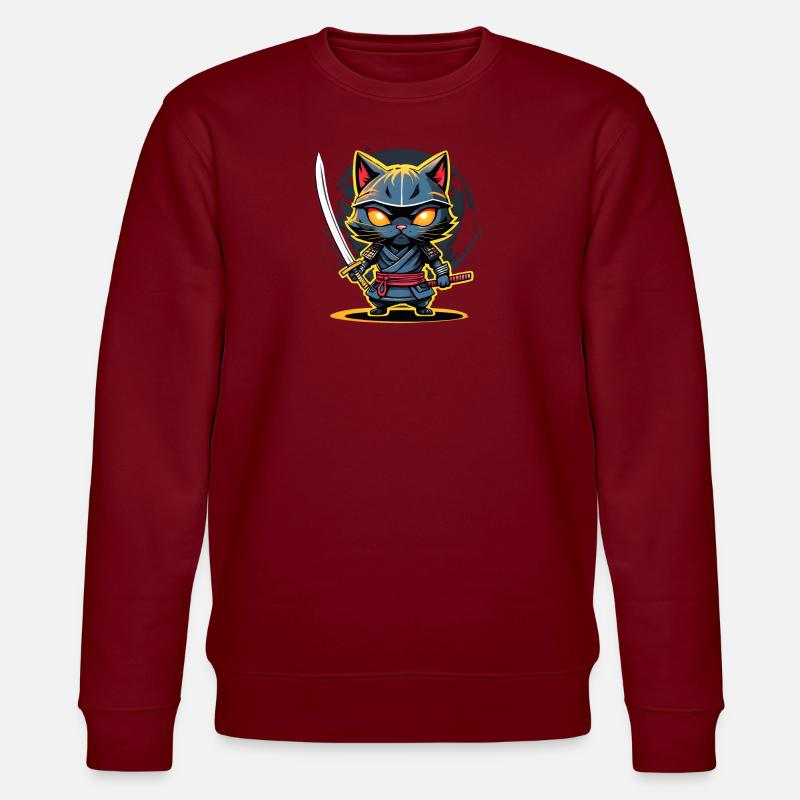 Ninja-Katze #5 - Stanley/Stella Unisex Bio-Sweatshirt CHANGER  - Burgunderrot