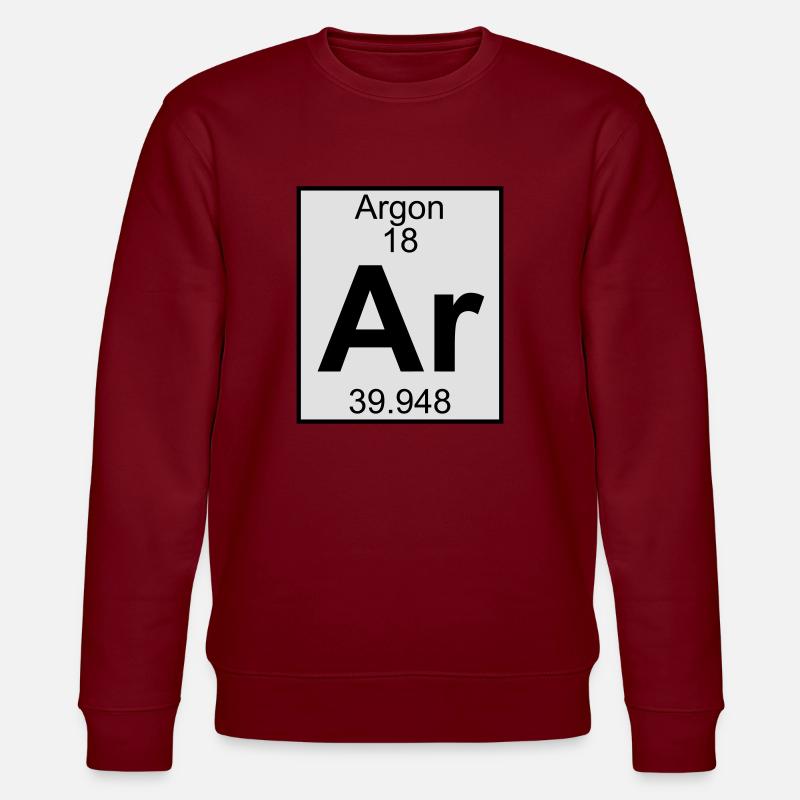 Argon (Ar) (element 18) - Stanley/Stella CHANGER Unisex Organic Sweatshirt - burgundy
