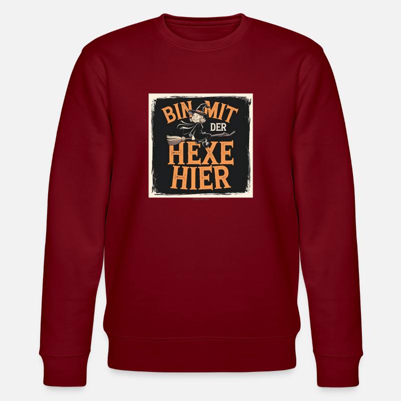 I'm here with the witch - Stanley/Stella CHANGER Unisex Organic Sweatshirt - burgundy