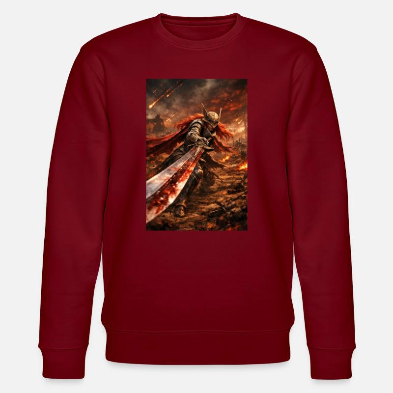 Flammende Klinge Brennende Kriegerin - Stanley/Stella Unisex Bio-Sweatshirt CHANGER - Burgunderrot