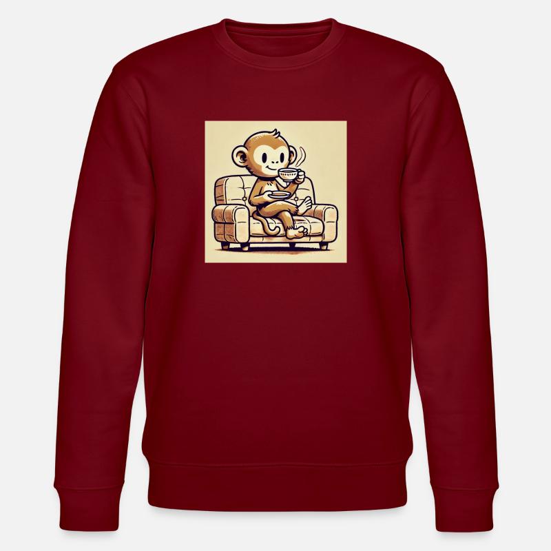 Entspannter Affe – KI-Design - Stanley/Stella Unisex Bio-Sweatshirt CHANGER  - Burgunderrot