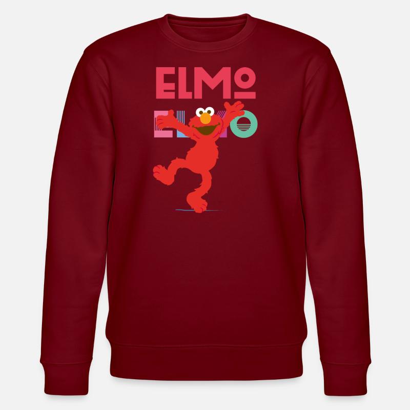 Sesamstraße Elmo Springt - Stanley/Stella Unisex Bio-Sweatshirt CHANGER  - Burgunderrot