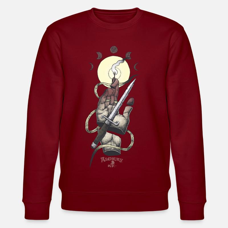 Alchemy England Symbol Hand, Dolche, Licht - Stanley/Stella Unisex Bio-Sweatshirt CHANGER  - Burgunderrot