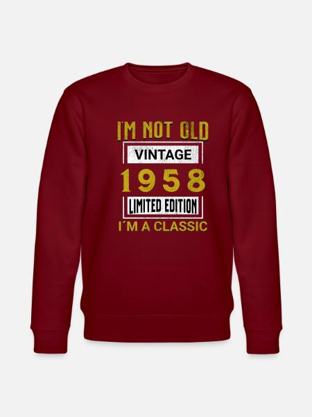 Fødselsdag 67 år Jeg er ikke gammel Jeg er klassisk - Stanley/Stella økologisk unisex-sweatshirt CHANGER  - burgunder-rød