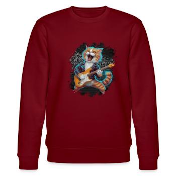 Rock and Roll Cat Guitariste pour hommes-femmes et enfants - Sweat bio CHANGER Stanley/Stella Unisexe - bordeaux - Devant - Nik (191cm) & Marisol (170cm)