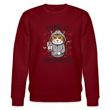 Single Valentine's Day Love Cupid Funny Saying - Stanley/Stella CHANGER Unisex Organic Sweatshirt - burgundy - Front - Nik (191cm) & Marisol (170cm)