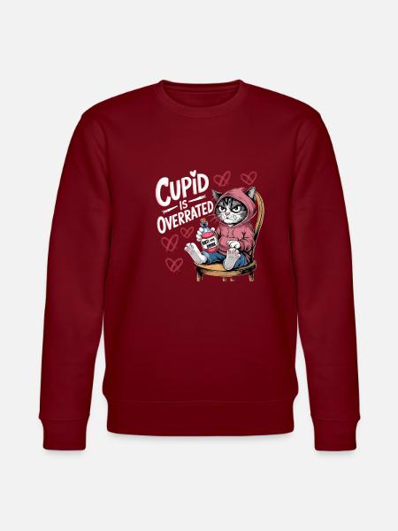 Single Valentinsdag Love Cupid morsomt ordtak - Stanley/Stella CHANGER økologisk unisex-sweatshirt - burgunderrød