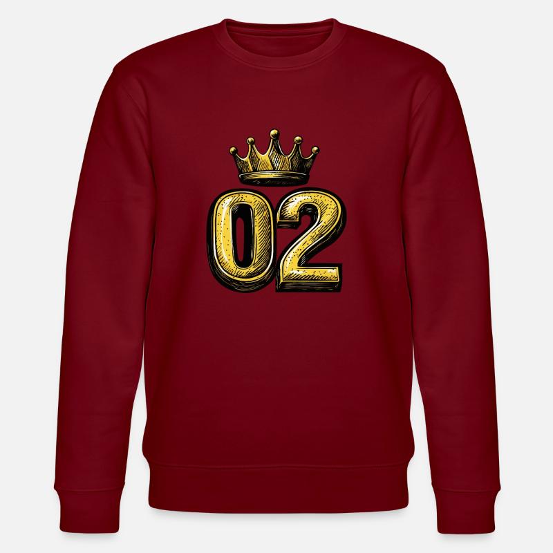 2 Zahl Krone - Stanley/Stella Unisex Bio-Sweatshirt CHANGER  - Burgunderrot
