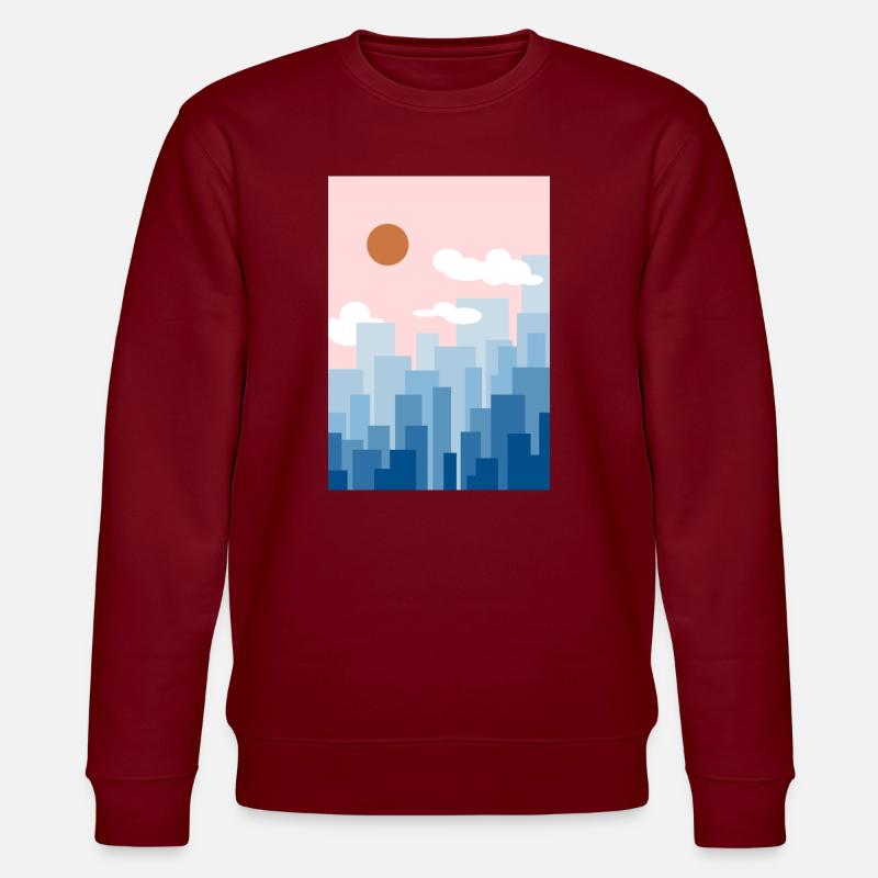 Skyline rosa - Stanley/Stella Unisex Bio-Sweatshirt CHANGER  - Burgunderrot