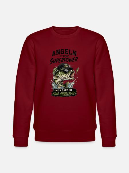 Angeln ist meine Superpower - Stanley/Stella Unisex Bio-Sweatshirt CHANGER - Burgunderrot