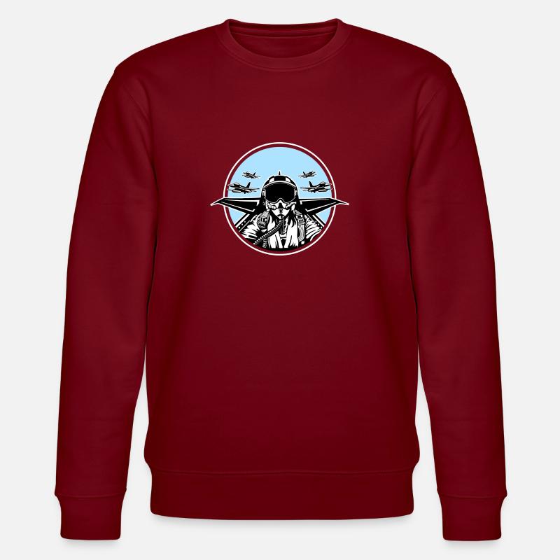 Jet Pilot / Kampfpilot 01_schwarz weiß - Stanley/Stella Unisex Bio-Sweatshirt CHANGER  - Burgunderrot