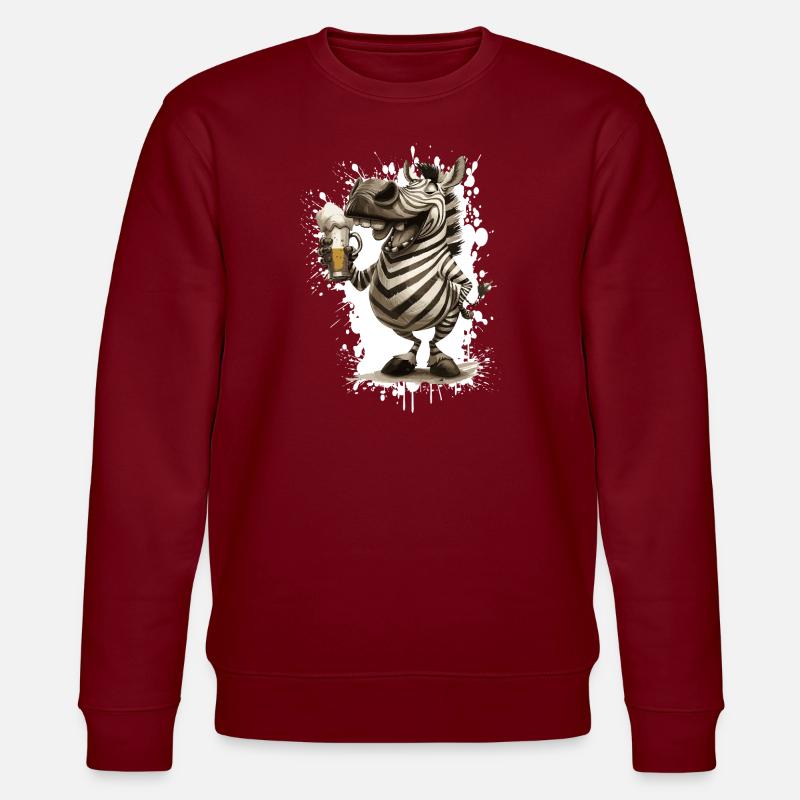 Zebra Bier Lustig - Stanley/Stella Unisex Bio-Sweatshirt CHANGER  - Burgunderrot