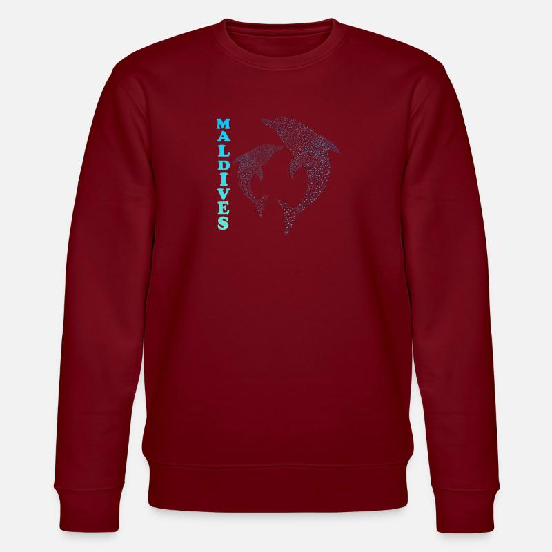 Malediven Delfine Maldives Dolphins - Stanley/Stella Unisex Bio-Sweatshirt CHANGER  - Burgunderrot