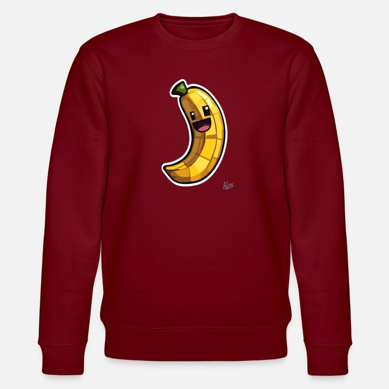 Lustige Pixel-Banane - Stanley/Stella Unisex Bio-Sweatshirt CHANGER  - Burgunderrot