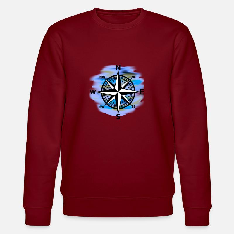 Windrose Kompass maritim Seefahrt - Stanley/Stella Unisex Bio-Sweatshirt CHANGER  - Burgunderrot