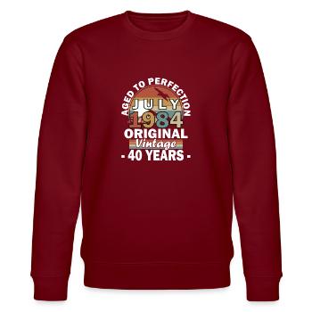 Juillet 1984 Vintage Anniversaire 1984 Juillet - Sweat bio CHANGER Stanley/Stella Unisexe - bordeaux - Devant - Nik (191cm) & Marisol (170cm)