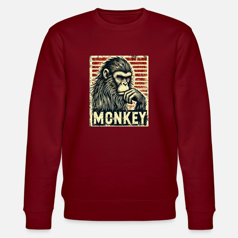 Ein nachdenklicher Affe - Stanley/Stella Unisex Bio-Sweatshirt CHANGER  - Burgunderrot
