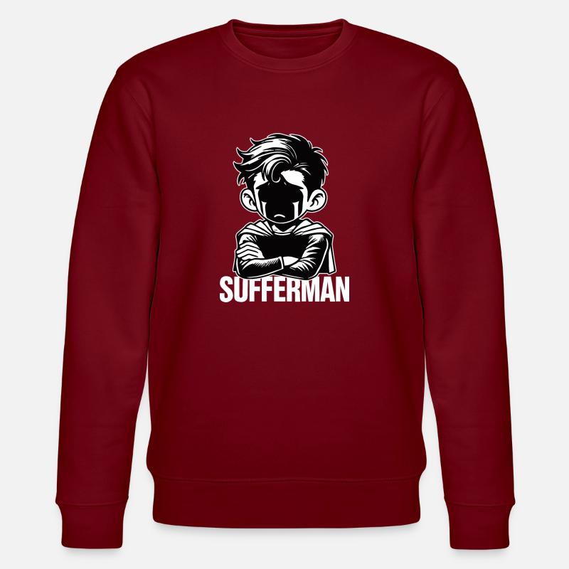 Sufferman Funny Superhero Parody - Stanley/Stella CHANGER Unisex Organic Sweatshirt - burgundy