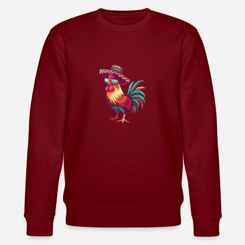 Rooster Comic Funny Sombrero - Stanley/Stella CHANGER Unisex Organic Sweatshirt - burgundy
