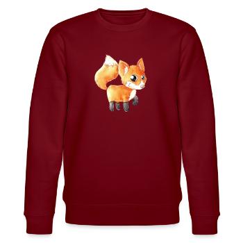 Glücklicher Comic Fuchs - Stanley/Stella Unisex Bio-Sweatshirt CHANGER  - Burgunderrot - Vorne - Nik (191cm) & Marisol (170cm)