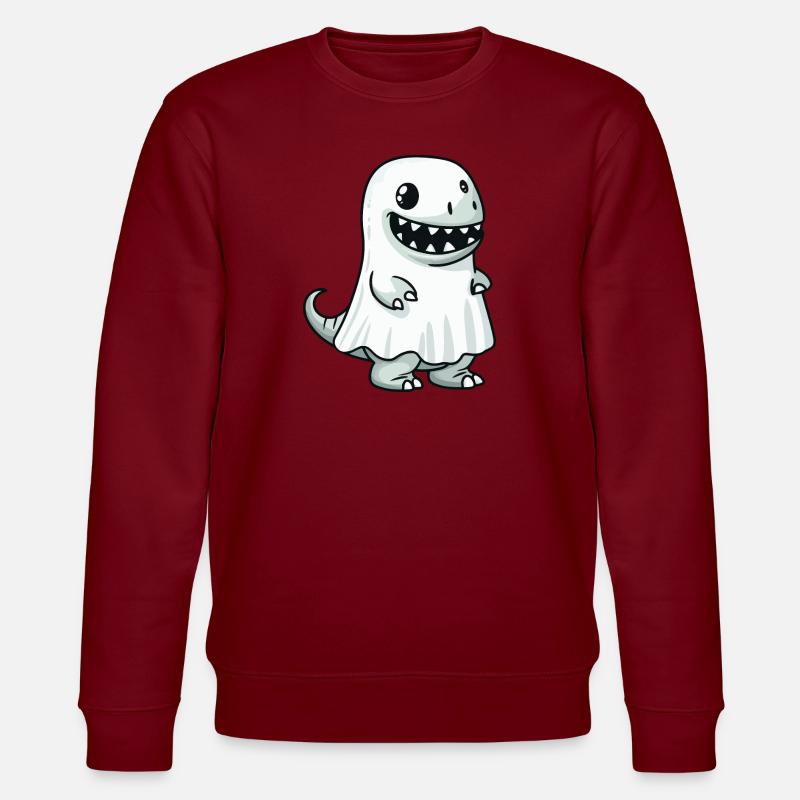 Dinosaur T-Rex Halloween Ghost - Stanley/Stella CHANGER Unisex Organic Sweatshirt - burgundy