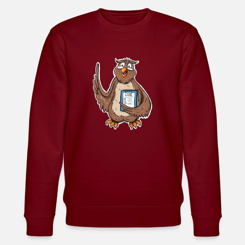Weise Eule - Stanley/Stella Unisex Bio-Sweatshirt CHANGER  - Burgunderrot