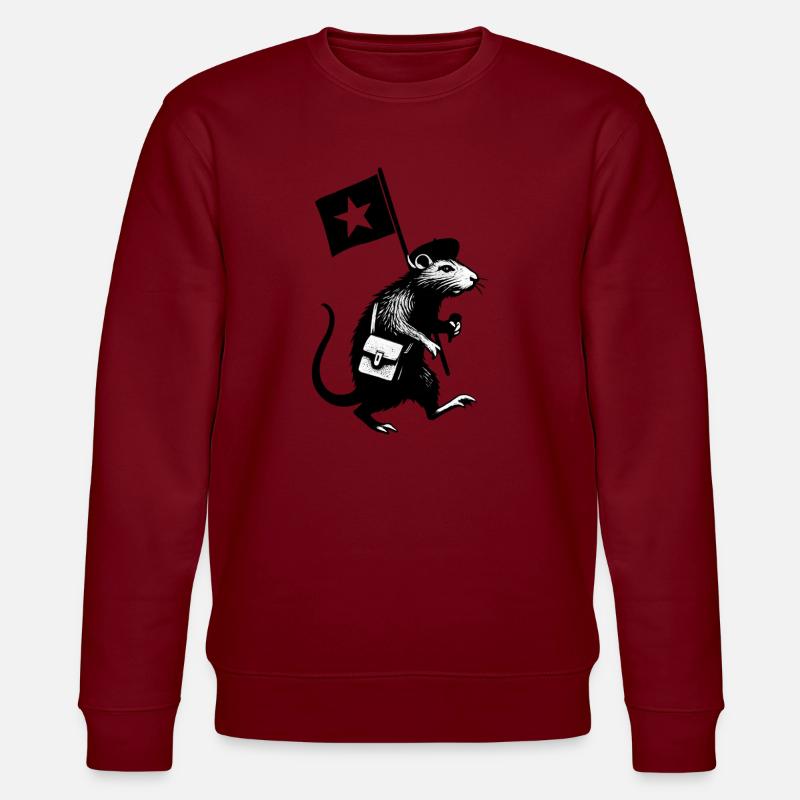 Maus mit Schulranzen Schwarz-Weiss - Stanley/Stella Unisex Bio-Sweatshirt CHANGER  - Burgunderrot