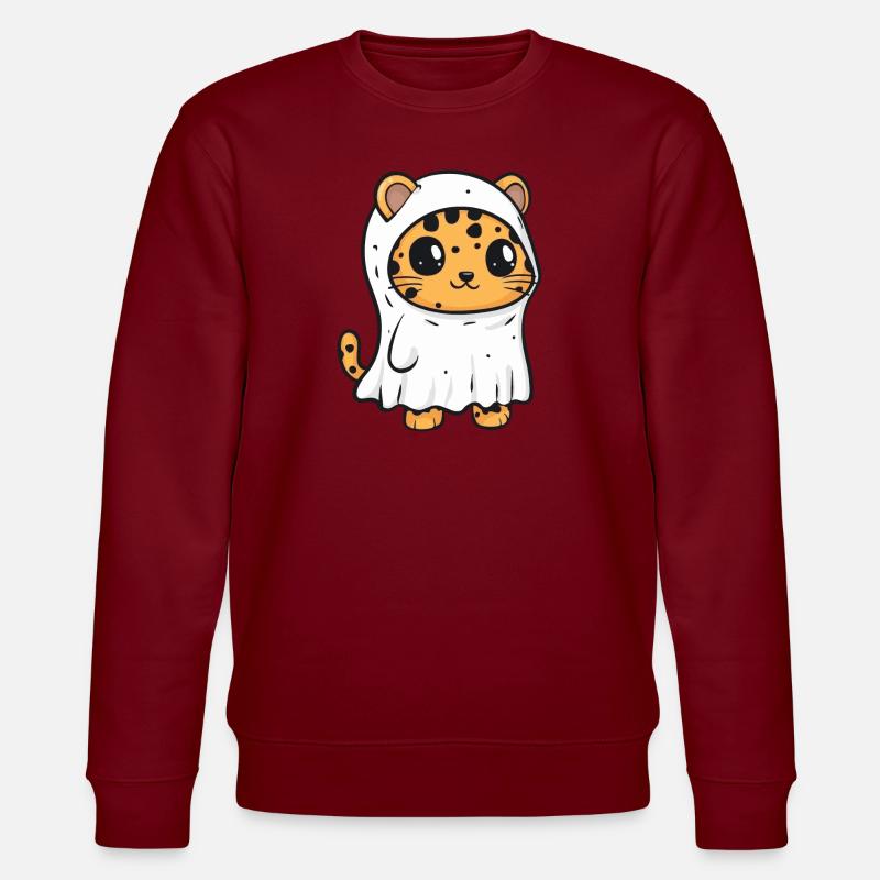 Leopard Halloween Lustig Geist - Stanley/Stella Unisex Bio-Sweatshirt CHANGER  - Burgunderrot