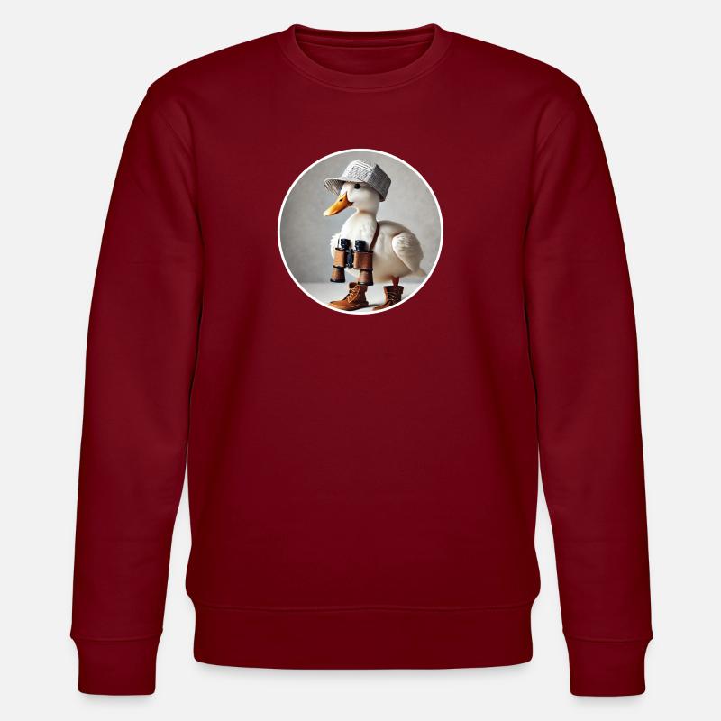 Duck with binoculars - Stanley/Stella CHANGER Unisex Organic Sweatshirt - burgundy